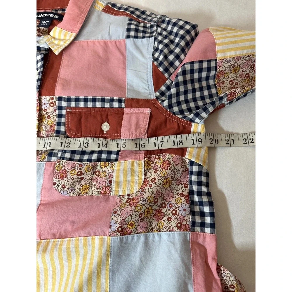 New Lands End Womens Petites MP 10-12 Patchwork‎ Shirt Dress Boho Western